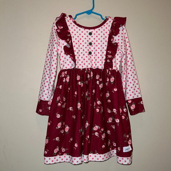 Jane + Jo Floral Polka Dot Ruffled Long Sleeve Dress - Picture 1 of 3